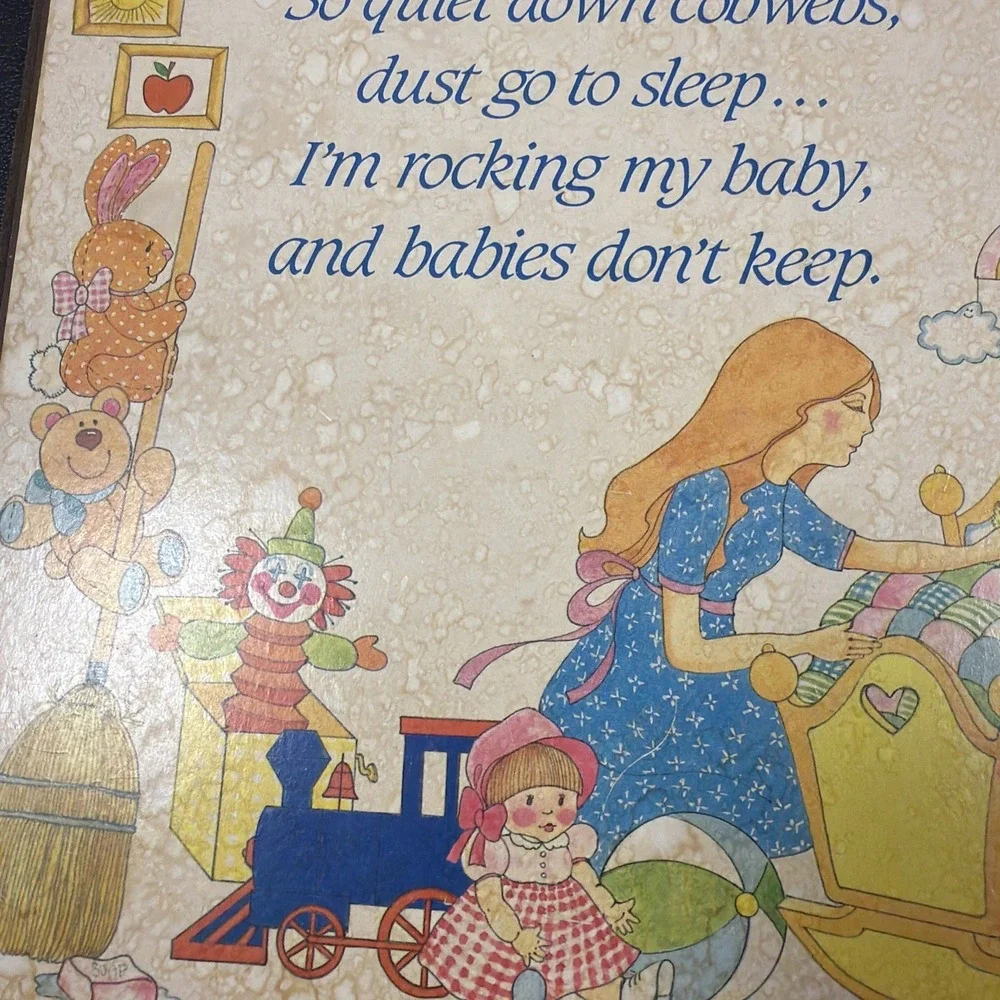 VTG Wood Nursery Decor Words Of Wisdom Cute Baby Rhymes